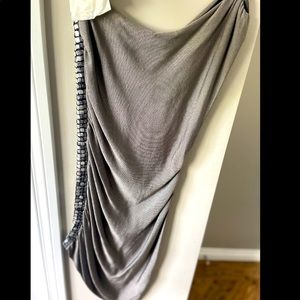 Iceberg metallic knit one shoulder mini dress with beading detail